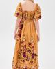 Moon River Moon River Puff Sleeve Square Neck Midi Dress Mustard Multi - 3