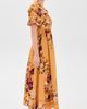 Moon River Moon River Puff Sleeve Square Neck Midi Dress Mustard Multi - 4