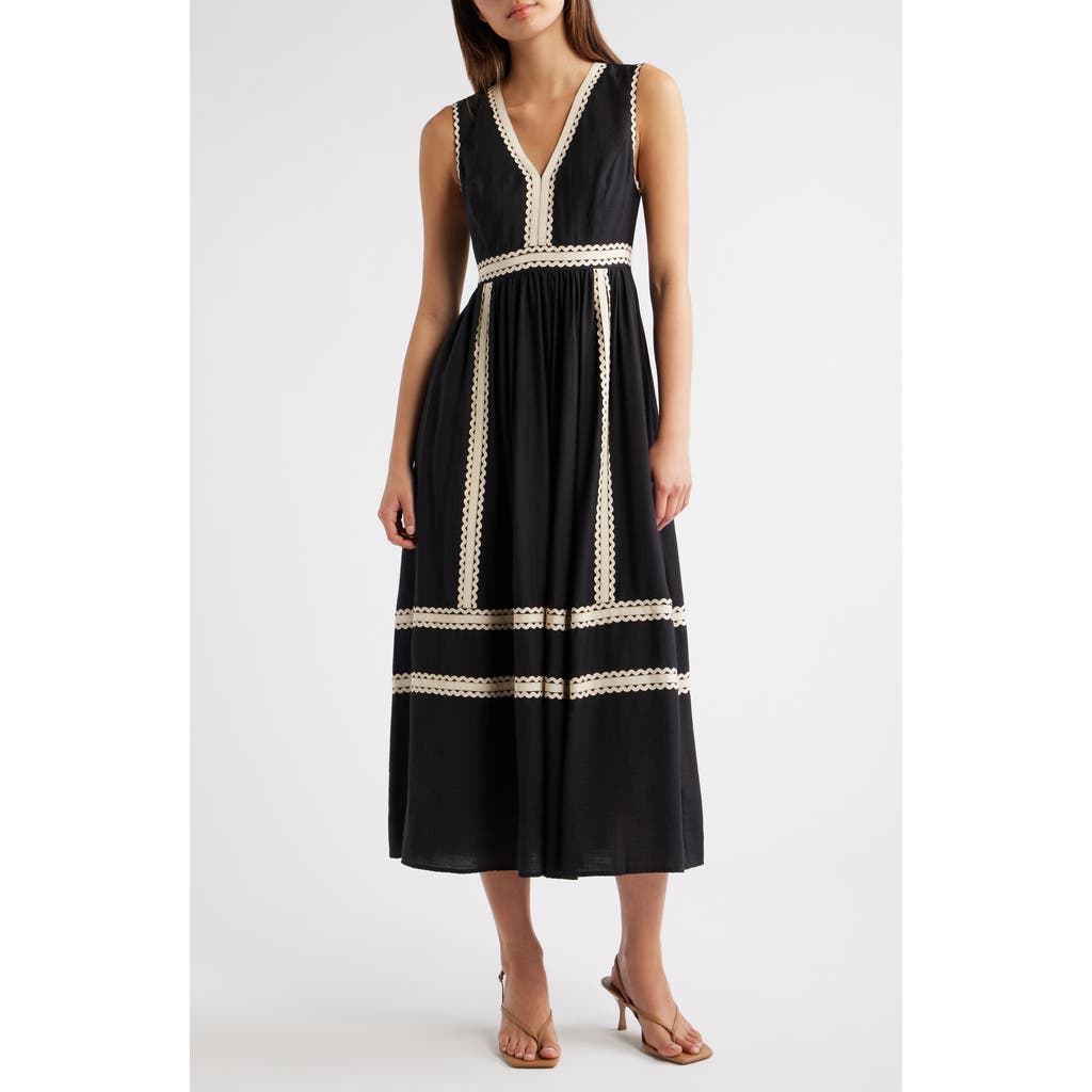 MOON RIVER MOON RIVER Rickrack Sleeveless Midi Dress
