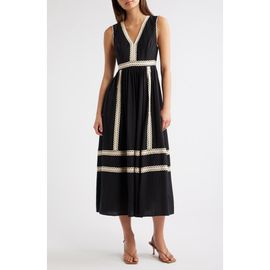 MOON RIVER MOON RIVER Rickrack Sleeveless Midi Dress