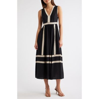 MOON RIVER MOON RIVER Rickrack Sleeveless Midi Dress