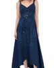 Moon River Moon River Self Belt Midi Denim Dress Indigo - 1