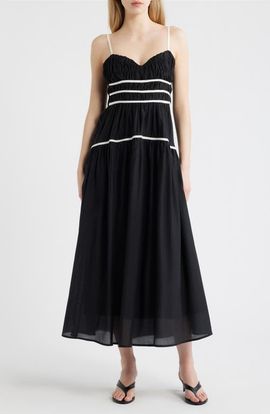 MOON RIVER MOON RIVER Shirred Tiered Midi Sundress
