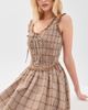 Moon River Moon River Smocked Lace Insert Midi Dress Camel Multi - 5