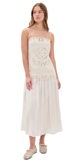 Moon River Moon River Spaghetti Strap Tube Top Midi Dress Cream
