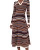 Moon River Moon River Stripe Collared Long Sleeve Dress Cream Multi - 1