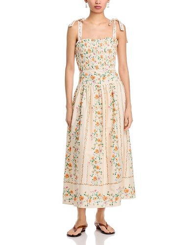 Moon River Moon River Tie Strap Smocked Back Midi Dress