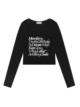 MOONFAIRY MF Square Lettering Long Sleeve Top_Black