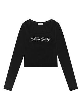 MOONFAIRY MF Square Logo Long Sleeve Top_Black