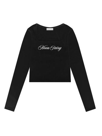 MOONFAIRY MF Square Logo Long Sleeve Top_Black