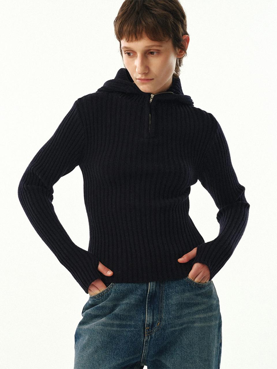 MOONSUN Balaclava Knit Top / Dark Navy