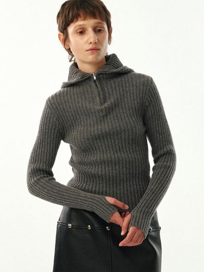 MOONSUN Balaclava Knit Top / Grey
