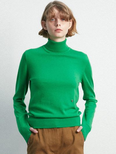 MOONSUN Finger Hole Turtle Neck Knit / Green