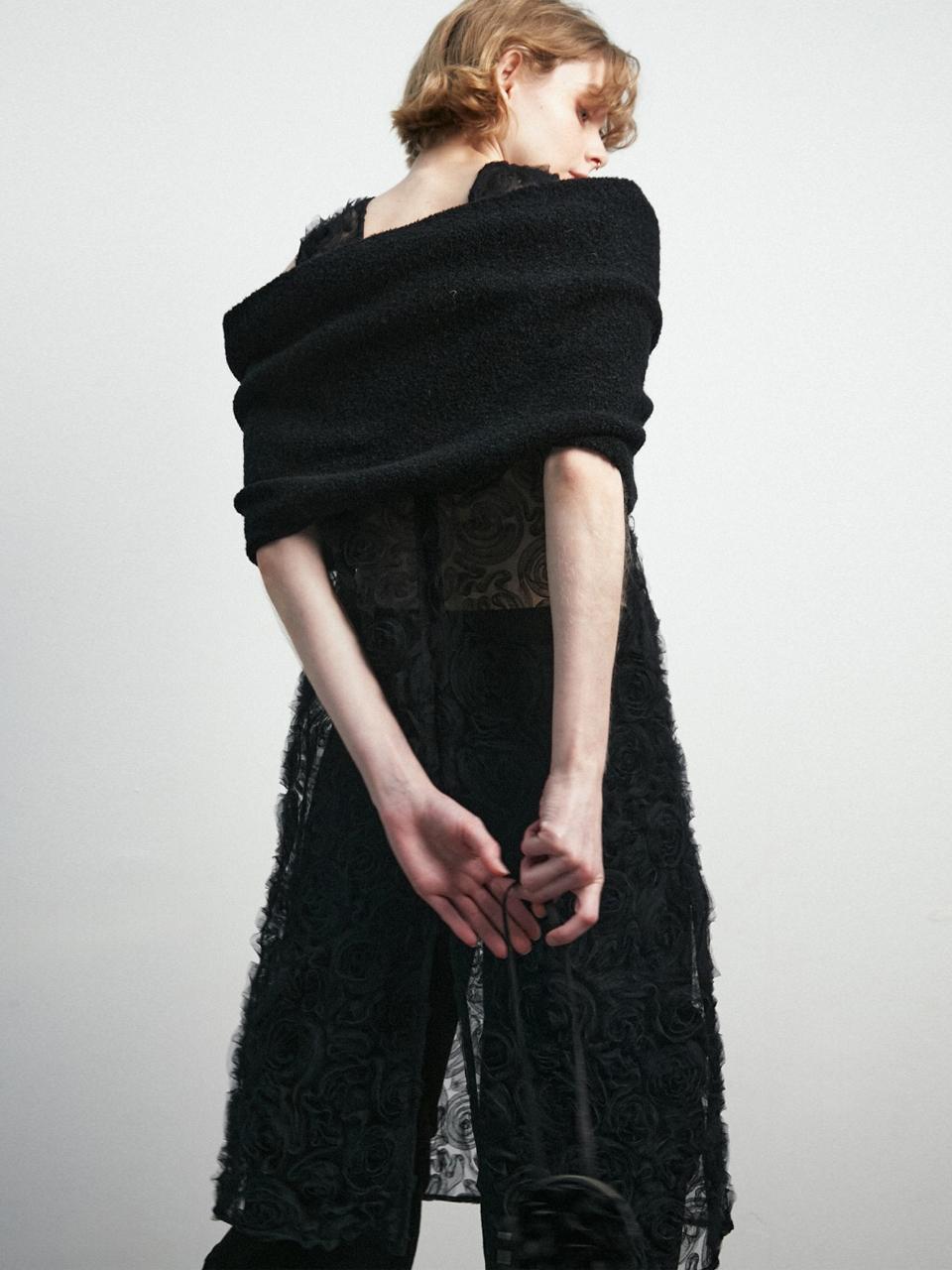MOONSUN Rose Lace Layered Dress / Black