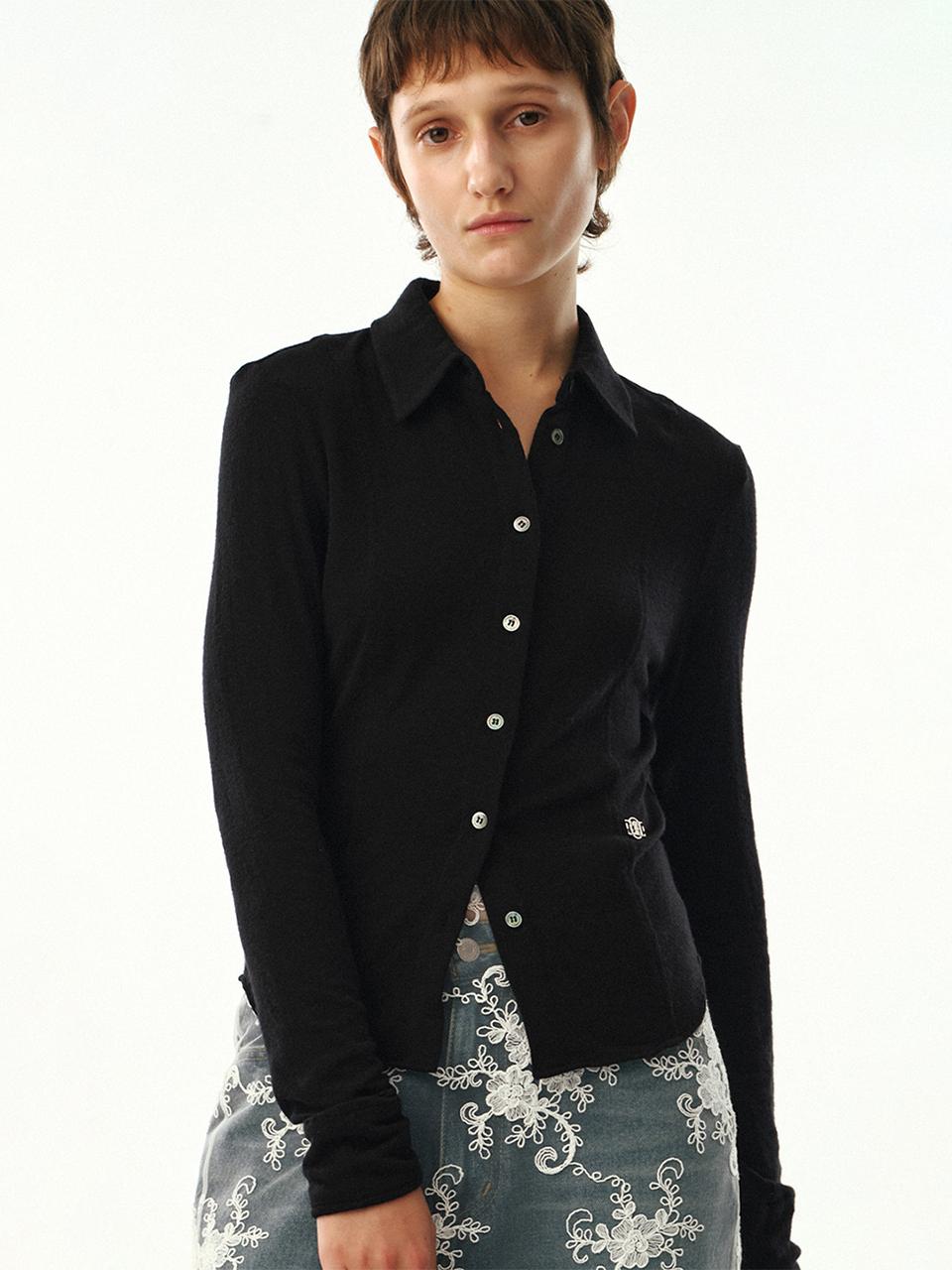 MOONSUN Wool Jersey Slim Shirt / Black