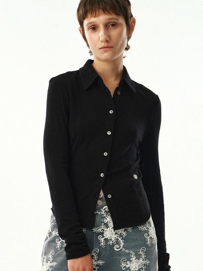 MOONSUN Wool Jersey Slim Shirt / Black