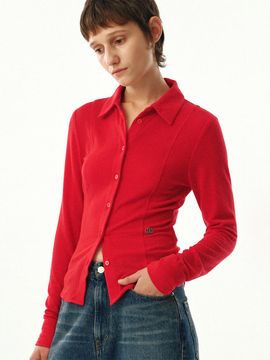 MOONSUN Wool Jersey Slim Shirt / Red