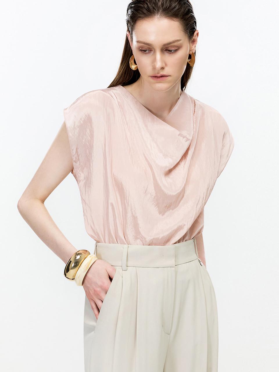 MOONT Cowl Neck Shimmer Blouse