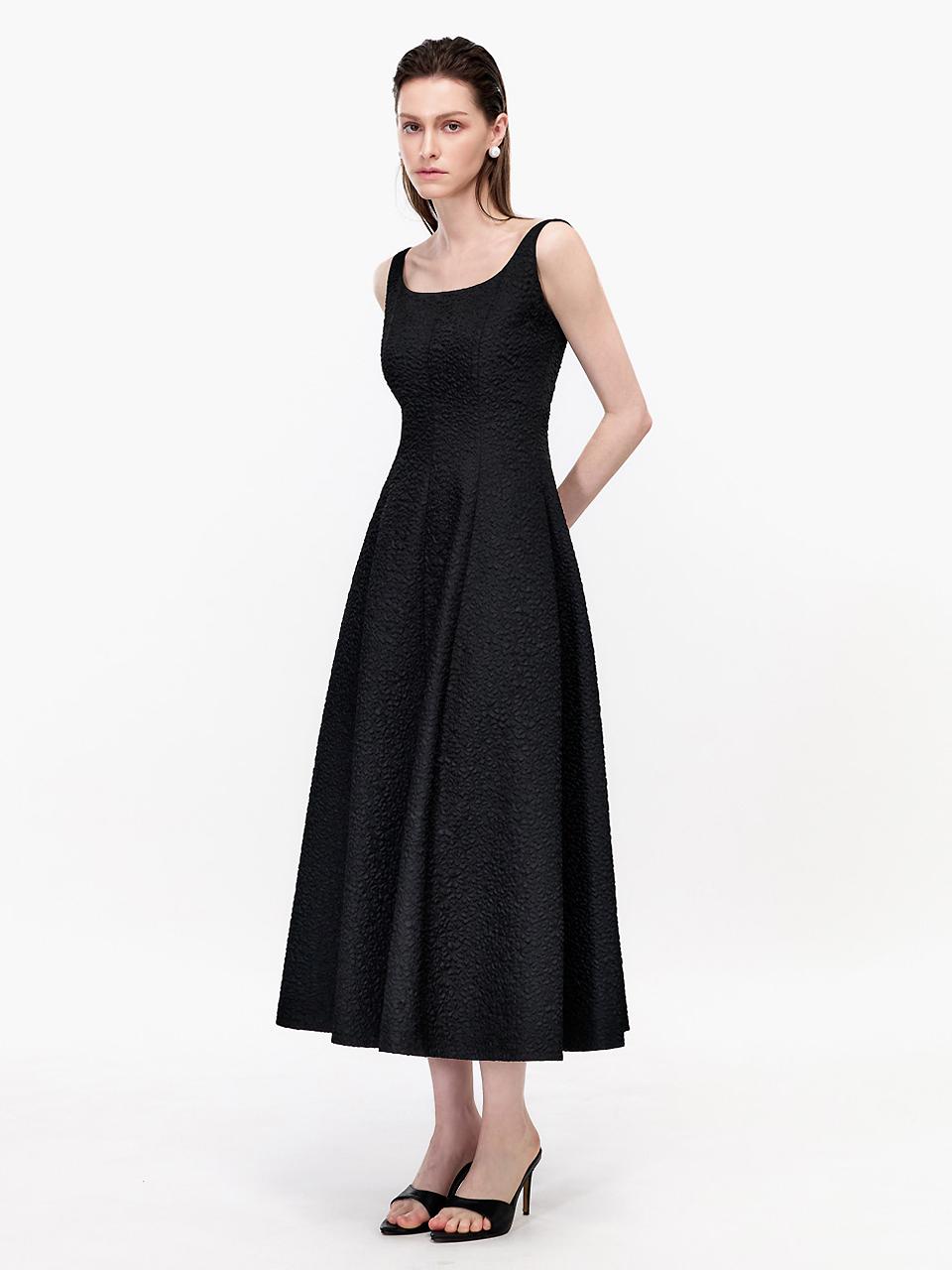 MOONT Embossed Jacquard Flare Dress