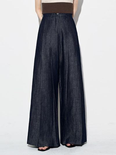 MOONT Pintuck Wide Linen Pants