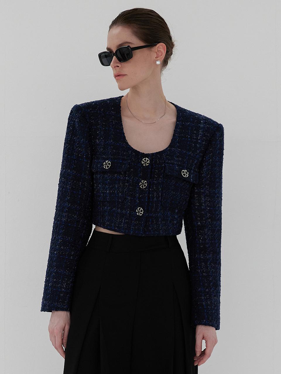 MOONT sequin cropped tweed jacket