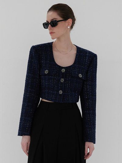 MOONT sequin cropped tweed jacket