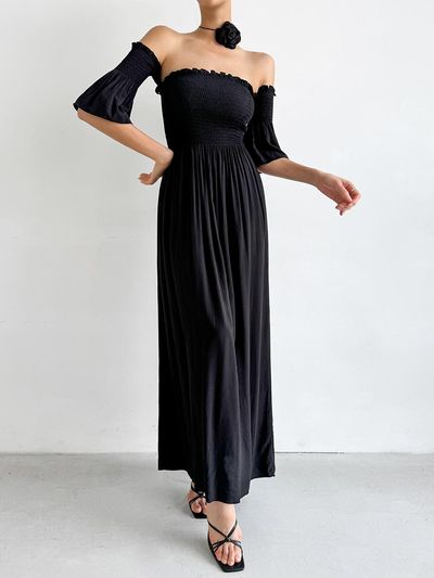 MOONT Smocked Off-shoulder Maxi Dress