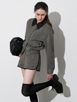 MOONT Tweed Regular Fit Wool Blend Shorts [Color Block]