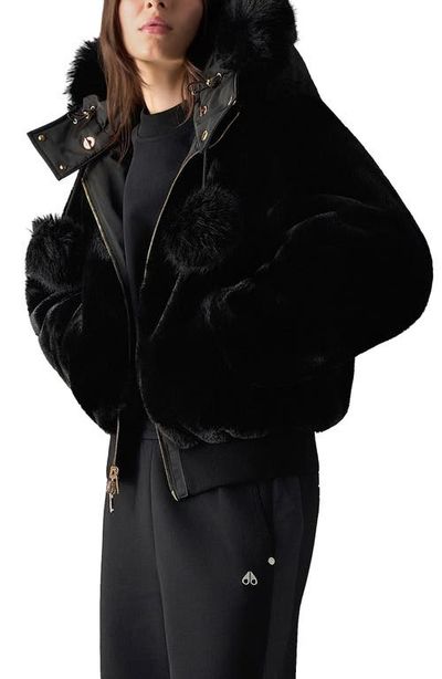 Moose Knuckles Moose Knuckles Luxe Satin Reversible Faux Fur Bomber Jacket