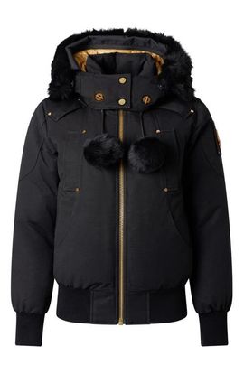 Moose Knuckles Moose Knuckles Original Debbie Bomber Down Jacket with Genuine Shearling Trim