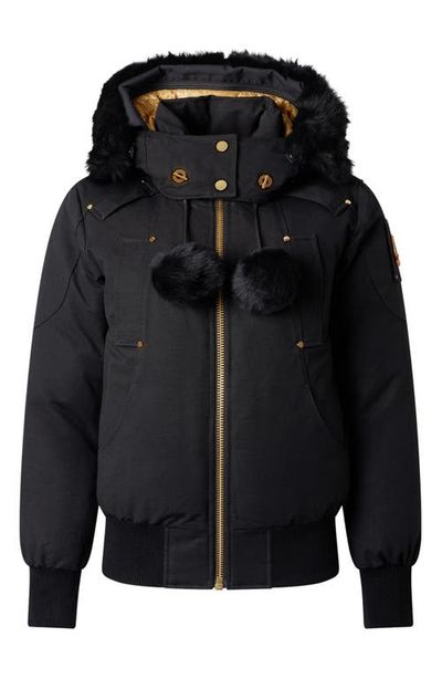Moose Knuckles Moose Knuckles Original Debbie Bomber Down Jacket with Genuine Shearling Trim