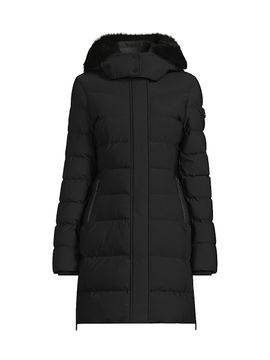 Moose Knuckles Women's Nyluxe Watershed 3 Shearling-Trim Hooded Down Parka