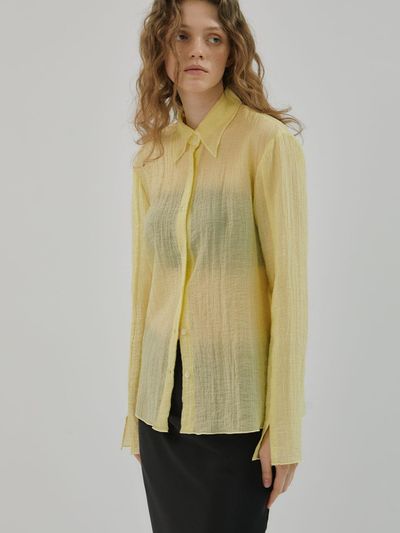 MORCEAU PAR MORCEAU 24SS Sheer Creased Blouse_yellow