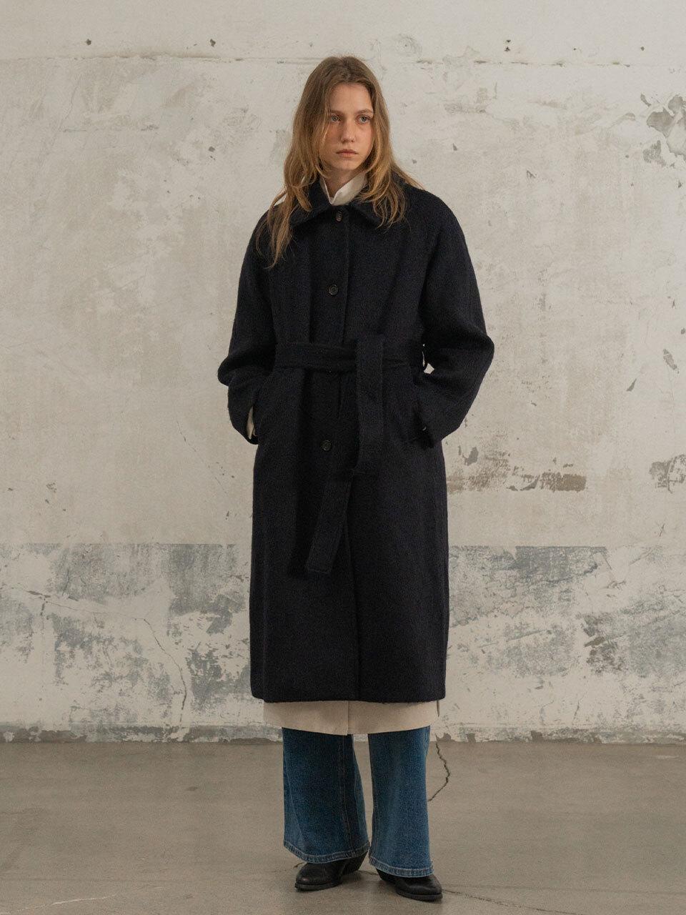 MORCEAU PAR MORCEAU Alpaca Handmade Long Length Coat [NAVY]