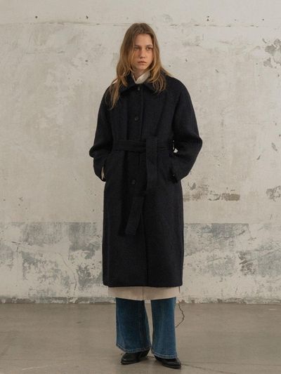 MORCEAU PAR MORCEAU Alpaca Handmade Long Length Coat [NAVY]