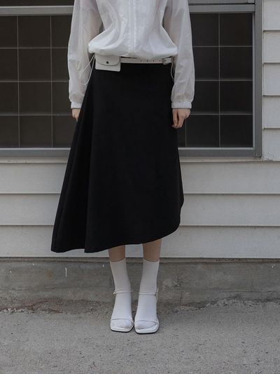 MORCEAU PAR MORCEAU Asymmetric Layered Skirt_Black