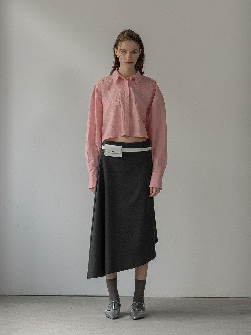 MORCEAU PAR MORCEAU Asymmetric Layered Skirt_Charcoal