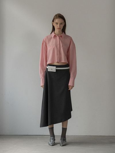 MORCEAU PAR MORCEAU Asymmetric Layered Skirt_Charcoal