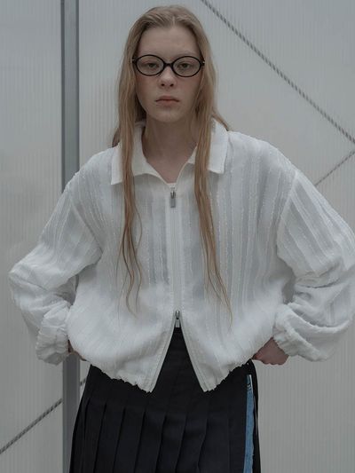 MORCEAU PAR MORCEAU Cut-Off Lace Oversized Blouson [Beige]