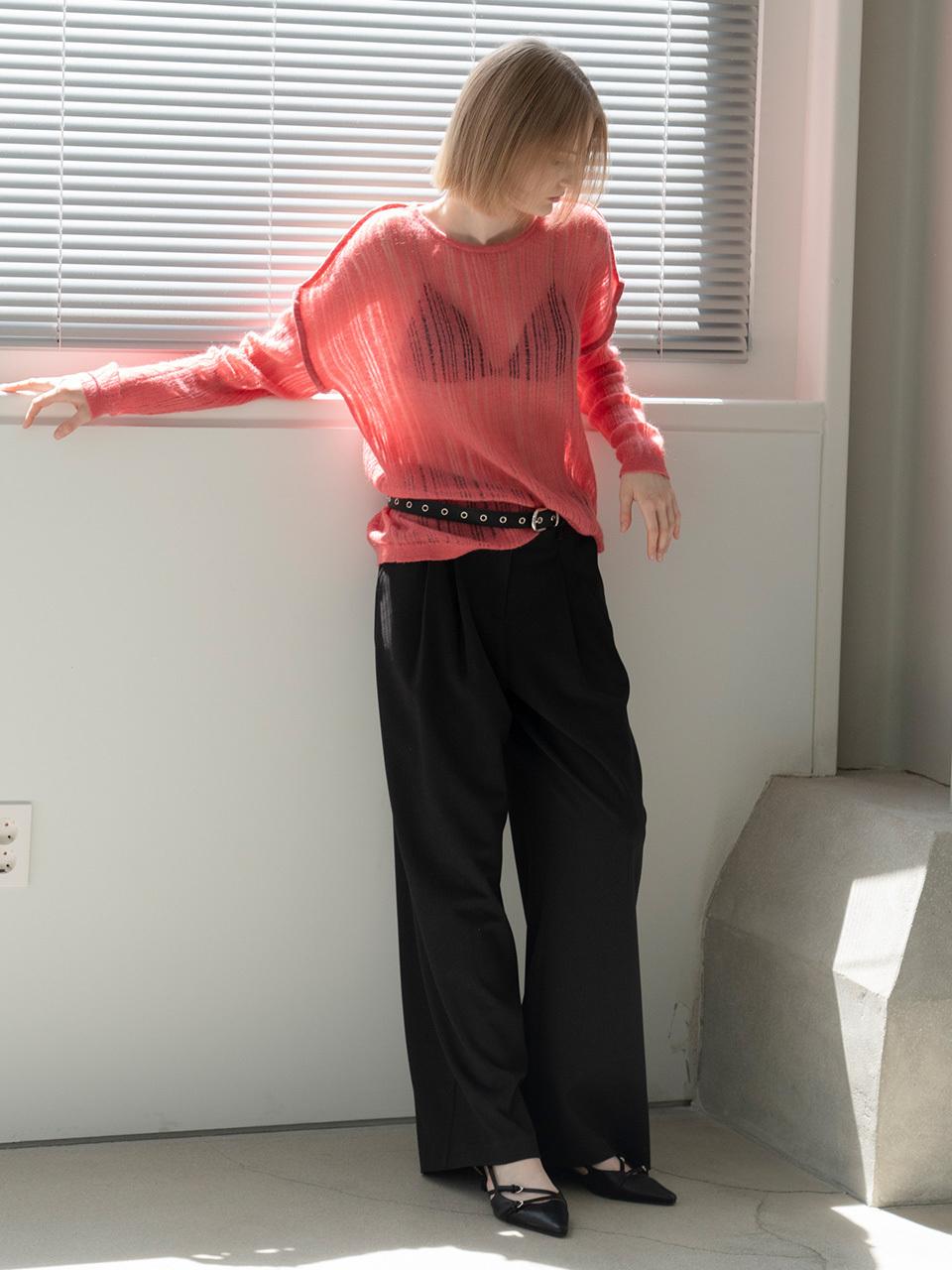 MORCEAU PAR MORCEAU Double Belt loop Wide Pants_CHARCOAL