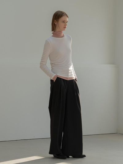 MORCEAU PAR MORCEAU ECOVERO WOOL LONG SLEEVE_LIGHT BEIGE