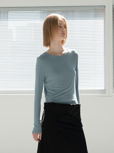 MORCEAU PAR MORCEAU ECOVERO WOOL LONG SLEEVE_LIGHT BLUE