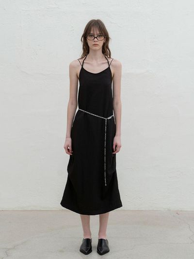 MORCEAU PAR MORCEAU Halter Neck Strap Maxi Dress [Black]