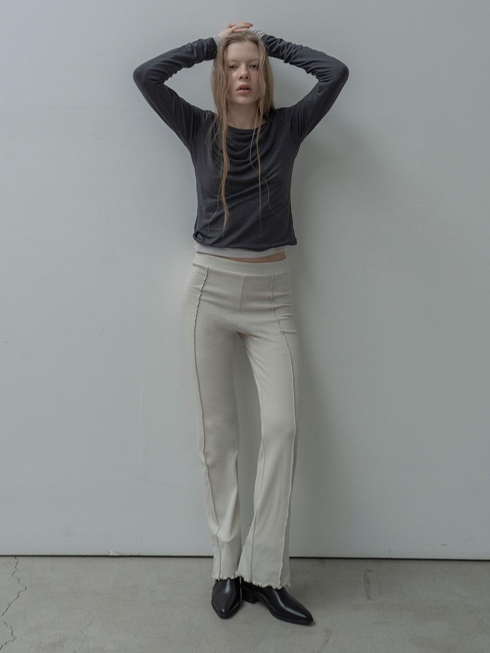 MORCEAU PAR MORCEAU Interlock Slim Fit Slit Pants [Beige]