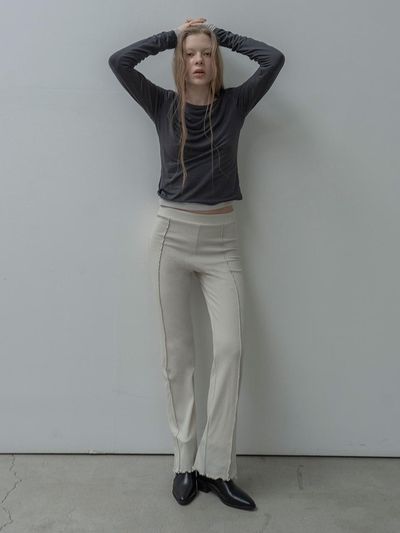 MORCEAU PAR MORCEAU Interlock Slim Fit Slit Pants [Beige]