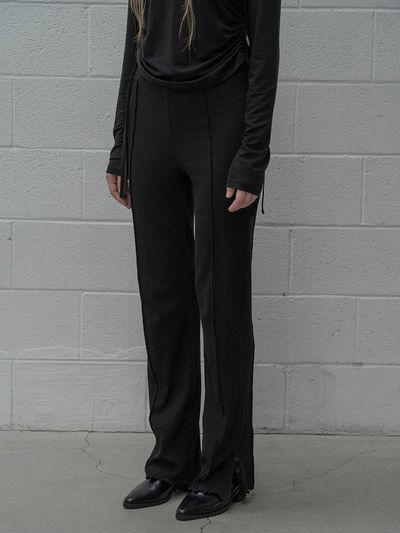 MORCEAU PAR MORCEAU Interlock Slim Fit Slit Pants [BLACK]
