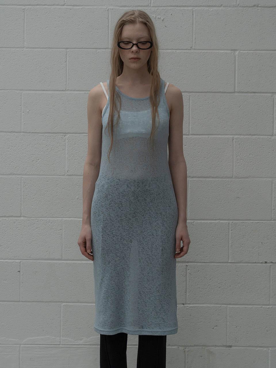 MORCEAU PAR MORCEAU Knit Slim Layered Dress [SKY BLUE]