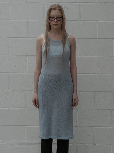 MORCEAU PAR MORCEAU Knit Slim Layered Dress [SKY BLUE]