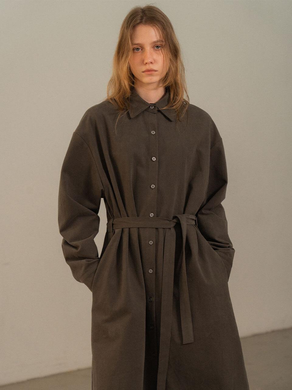 MORCEAU PAR MORCEAU Long Strap Loose-fit Shirt Dress [Charcoal]