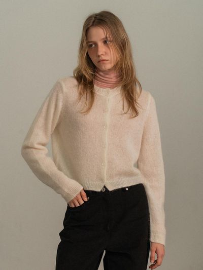 MORCEAU PAR MORCEAU Mohair Round Premium Cardigan [IVORY]